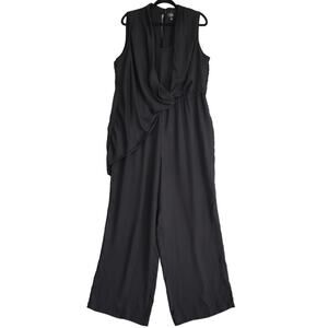Lane Bryant‎ Womens Drapey Layered Jumpsuit Plus Size 16 Black Layered Lagenlook